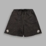 Dual Grunge Oversized Raw Hem Post Lounge Sweat Shorts in Darc Brown Leopard