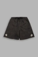 Dual Grunge Oversized Raw Hem Post Lounge Sweat Shorts in Darc Brown Leopard