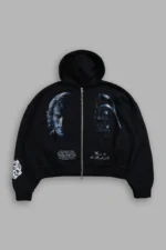 Side Of Power Vex Double Zip Hoodie in Black