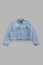 Mickey Flash Cropped American Denim Jacket in Light Wash