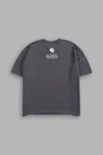 Flight Club Distressed Grunge Mid-Length Raw Hem Tee in Wolf Gray