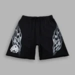 Race Inferno Grunge Oversized Raw Hem Post Lounge Sweat Shorts in Black