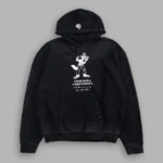 Big Bad Wolf Applique Grunge Moatis Hoodie in Black Drift Wash