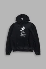 Big Bad Wolf Applique Grunge Moatis Hoodie in Black Drift Wash
