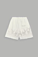 Wolves Club Cherub Inferno Grunge Oversized Raw Hem Post Lounge Sweat Shorts in Cream