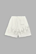 Wolves Club Cherub Inferno Grunge Oversized Raw Hem Post Lounge Sweat Shorts in Cream