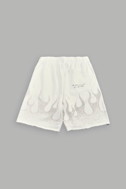 Wolves Club Cherub Inferno Grunge Oversized Raw Hem Post Lounge Sweat Shorts in Cream