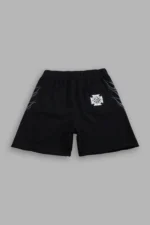Race Inferno Grunge Oversized Raw Hem Post Lounge Sweat Shorts in Black