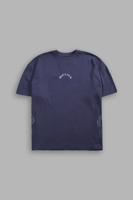 Wolves Never Back Down V2 Premium Oversized Tee in Storm Blue