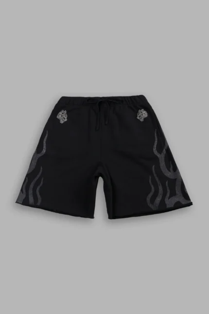 Fight Or Flight Grunge Oversized Raw Hem Post Lounge Sweat Shorts in Black