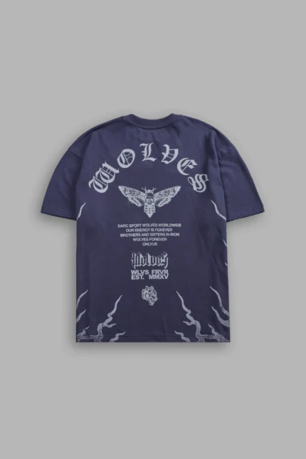 Wolves Never Back Down V2 Premium Oversized Tee in Storm Blue