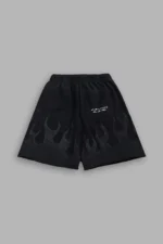 Wolves Club Cherub Inferno Grunge Oversized Raw Hem Post Lounge Sweat Shorts in Black Drift Wash