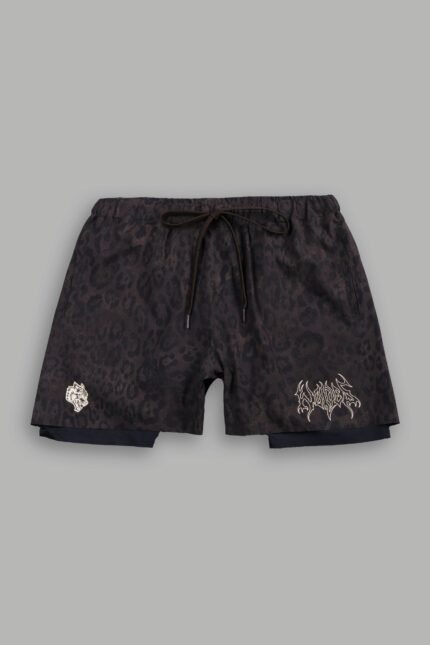 Wolf Hesh Compression Shorts in Darc Brown Leopard