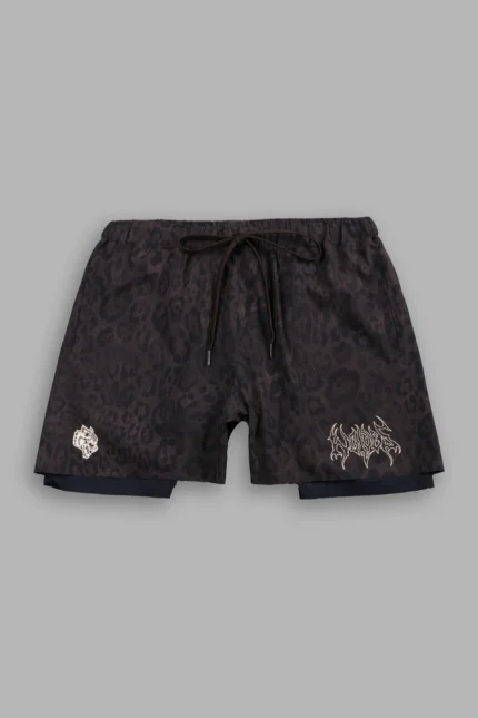 Wolf Hesh Compression Shorts in Darc Brown Leopard