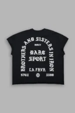 La Cherub Grunge Mid Length Raw Hem Cap Sleeve Tee in Black