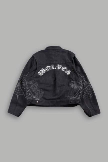 Sashiko Wolves Lunnis Jacket in Black