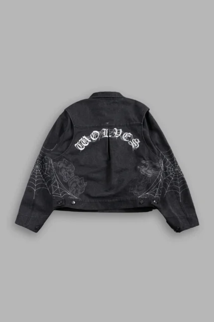 Sashiko Wolves Lunnis Jacket in Black