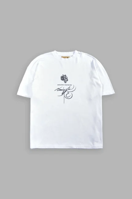 Bruce Lee Flame Premium Oversized Tee in White