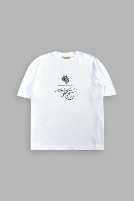 Bruce Lee Flame Premium Oversized Tee in White