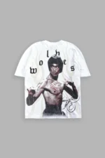 Bruce Lee Flame Premium Oversized Tee in White