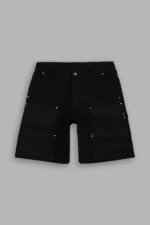 Wolf Chopper Oversized Carter Utility Shorts in Black
