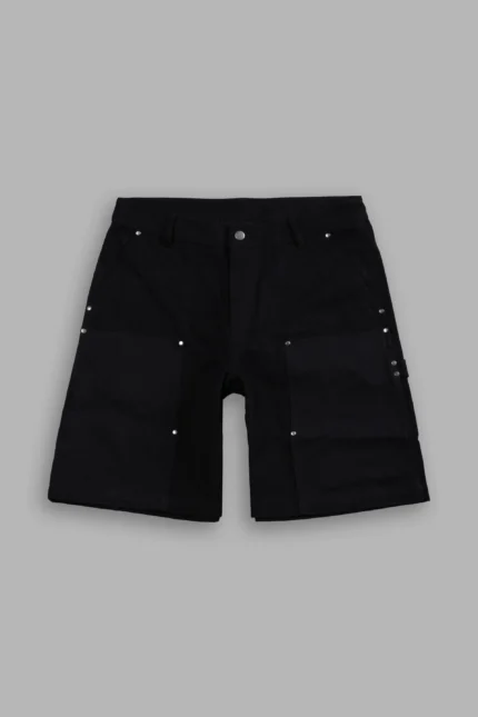 Wolf Chopper Oversized Carter Utility Shorts in Black