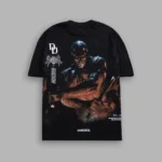 Devil In The Flames Side-By-Side Series Premium Oversized Tee in Black