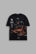Devil In The Flames Side-By-Side Series Premium Oversized Tee in Black