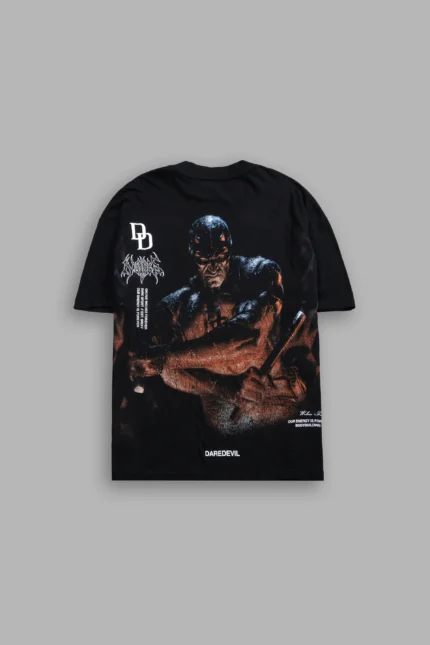 Devil In The Flames Side-By-Side Series Premium Oversized Tee in Black