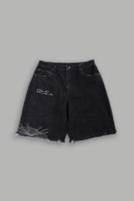 Sashiko Webs Ash Denim Jean Short in Black