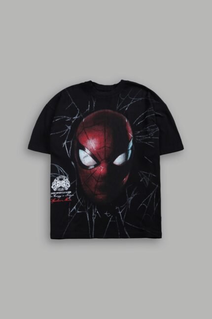 Web Of Darkness Premium Oversized Tee in Black