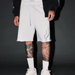 Fight Or Flight Grunge Oversized Raw Hem Post Lounge Sweat Shorts in Super Light Athletic Gray