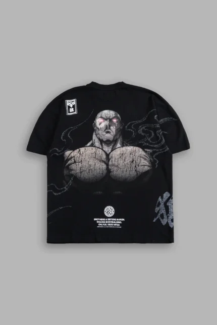 Jack Hanma "Side By Side" Series Premium Oversized Tee in Black