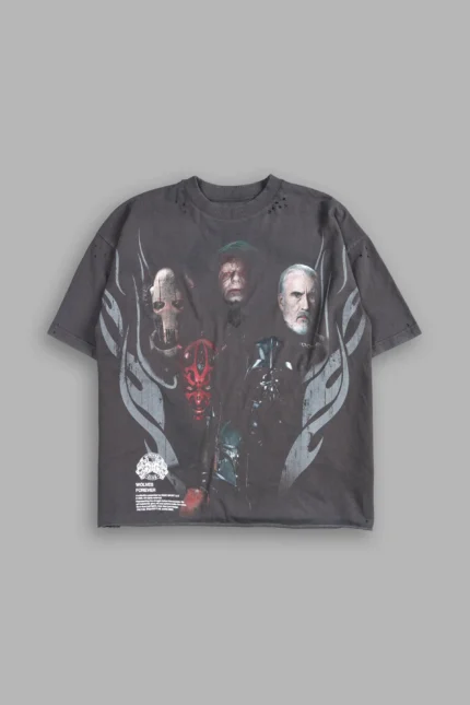 Dark Order Distressed Grunge Mid Length Raw Hem Tee V2 in Wolf Gray