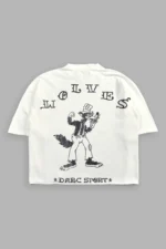 Big Bad Wolf Pyramd Distressed Grunge Box Cut Tee V2 in Cream
