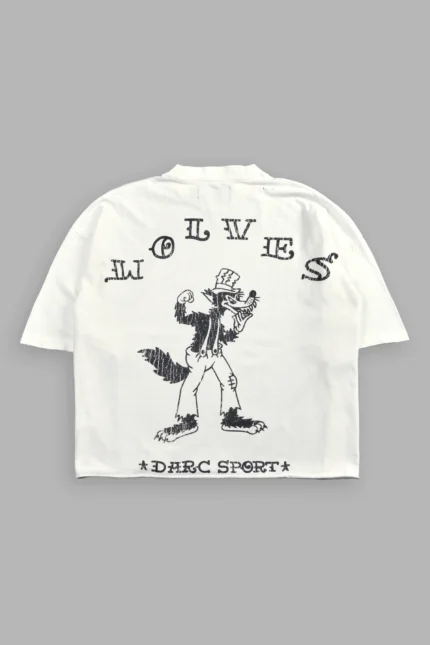 Big Bad Wolf Pyramd Distressed Grunge Box Cut Tee V2 in Cream