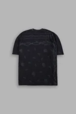 Studded Wolves Pyramid Premium Oversized Tee in Black Thorn Paisley