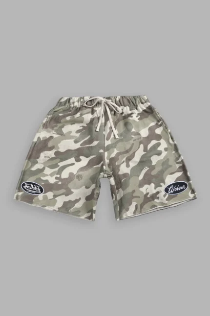 Rebel Heritage Grunge Oversized Raw Hem Post Lounge Sweat Shorts in DSVD Green Camo