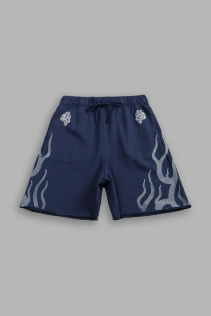 Fight Or Flight Grunge Oversized Raw Hem Post Lounge Sweat Shorts in Navy