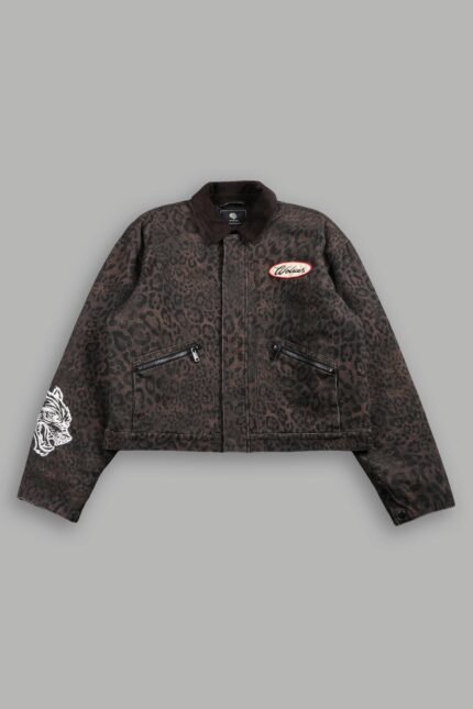 Wolves Script Patch Earl Jacket in Darc Brown Leopard