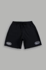 Rebel Heritage Grunge Oversized Raw Hem Post Lounge Sweat Shorts in Black