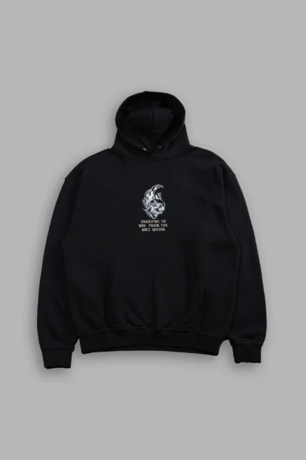Flame Skull Pierce Hoodie in Black