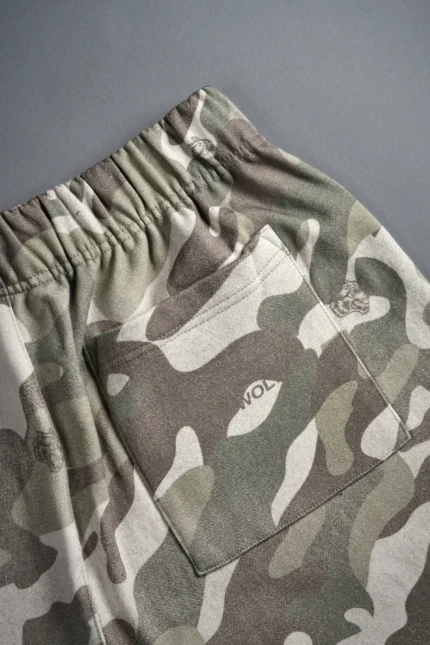 Rebel Heritage Grunge Oversized Raw Hem Post Lounge Sweat Shorts in DSVD Green Camo