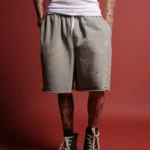 Sashiko Webs Grunge Brock Sweat Short in Owen Green Sun Fade