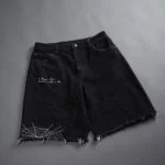 Sashiko Webs Ash Denim Jean Short in Black