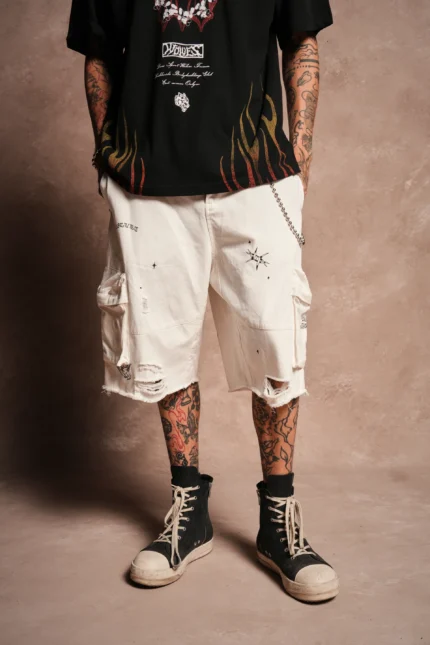 Darc Flash Duke Cargo Shorts in Cream