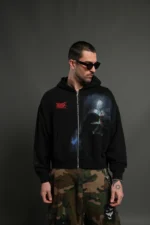 Vader Vex Double Zip Hoodie in Black