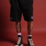 Rebel Heritage Grunge Oversized Raw Hem Post Lounge Sweat Shorts in Black