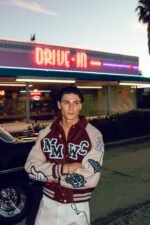 Mickey Mouse Wolves Club Roxy Box Cut Rudy Letterman Jacket in Oxblood/Clay