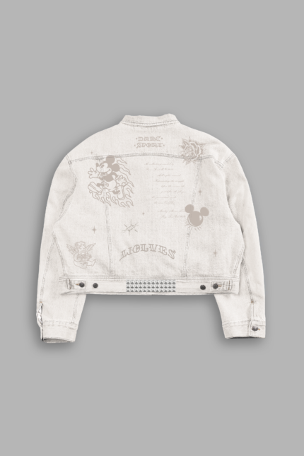 Mickey Flash Cropped American Denim Jacket in Bone